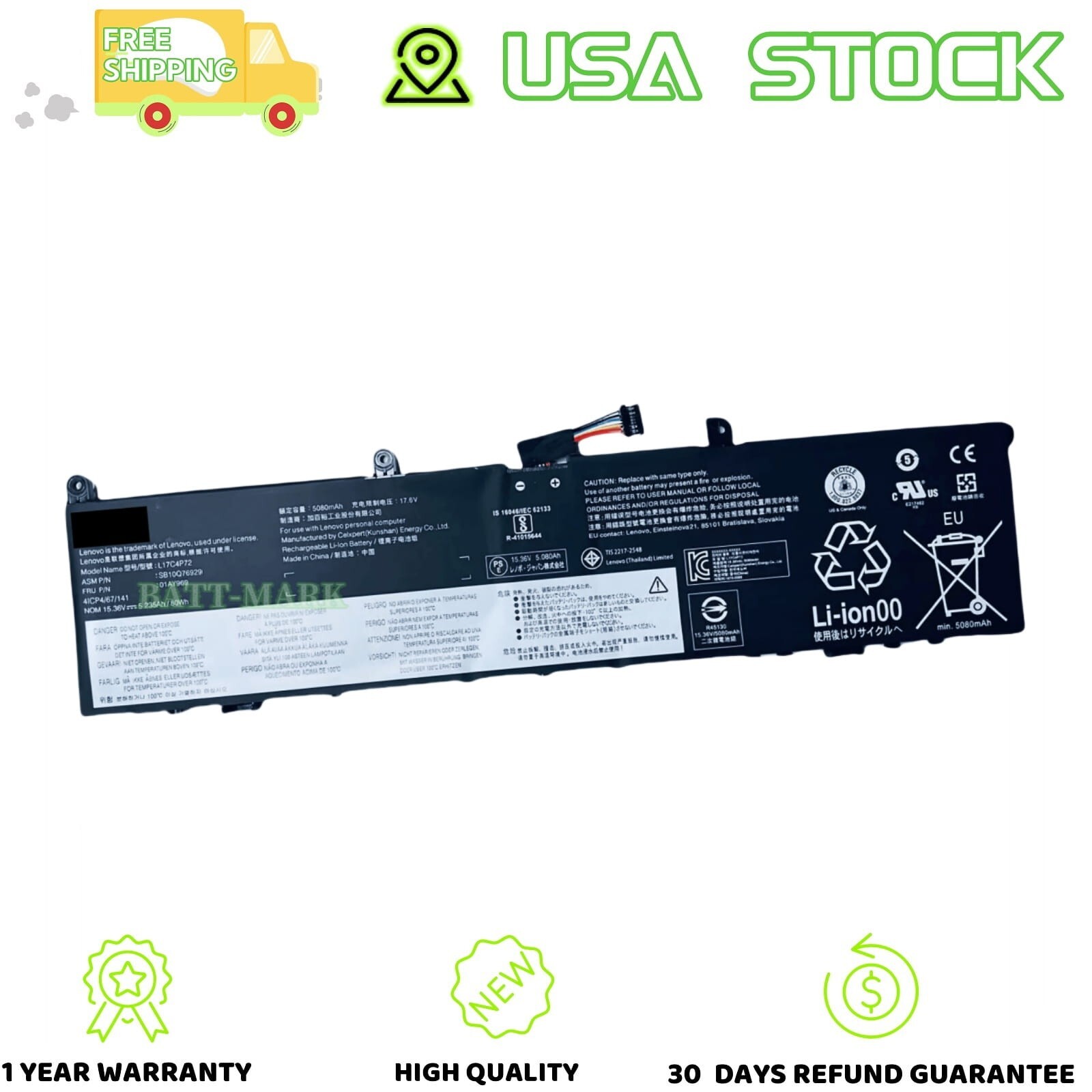 Genuine New L17C4P72 L17M4P72 L18M4P71 Battery for Lenovo ThinkPad X1 Extreme