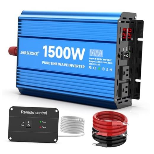 1500 Watt Pure Sine Wave Power Inverter, 12 Vdc to 110 Vdc to TM-12V-1500-YK