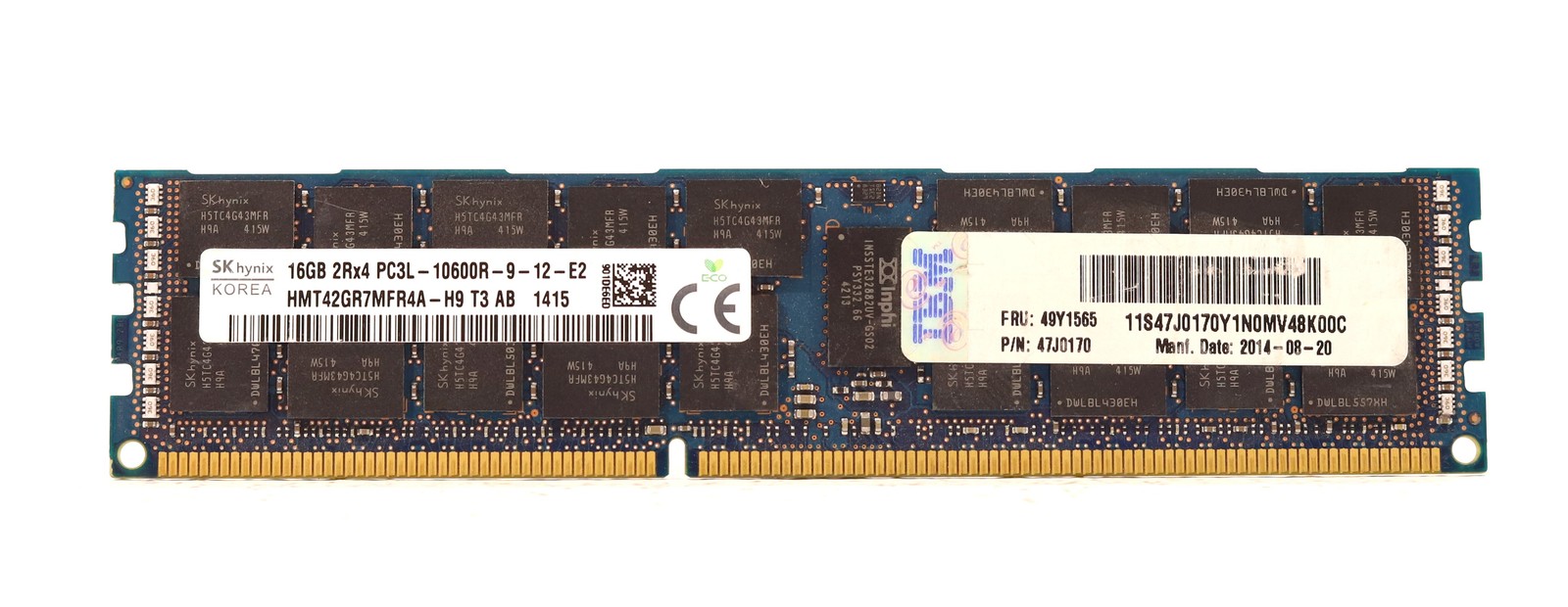 SK Hynix 16GB 2Rx4 PC3L-10600R-9-12-E2 ECC REG Server Memory HMT42GR7MFR4A-H9