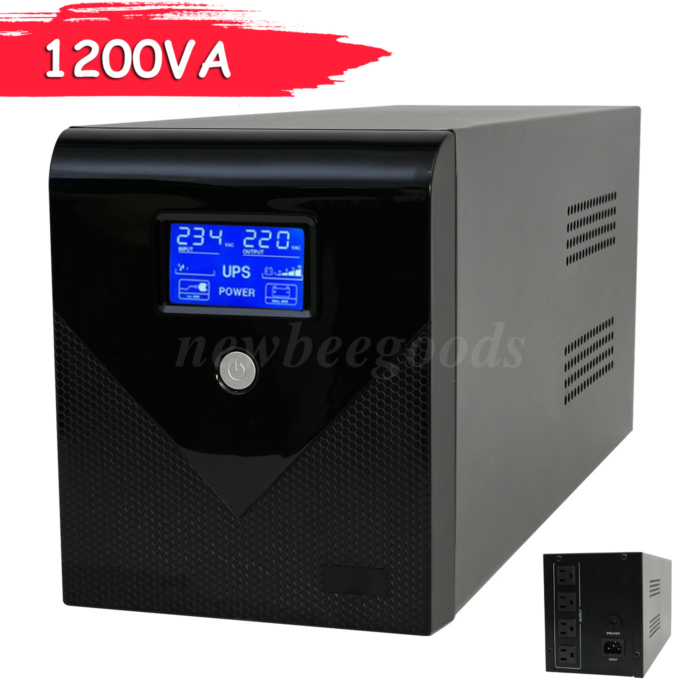 1200VA 720W Backup UPS Uninterruptible Power Supply 4 Outlet LCD Display Battery