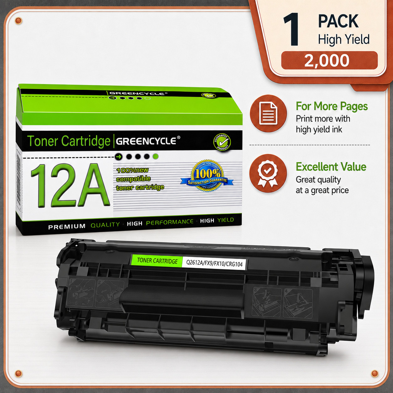 GREENCYCLE Q2612A 12A Toner Fits for HP LaserJet 3050 3055 1015 1020 1022n lot