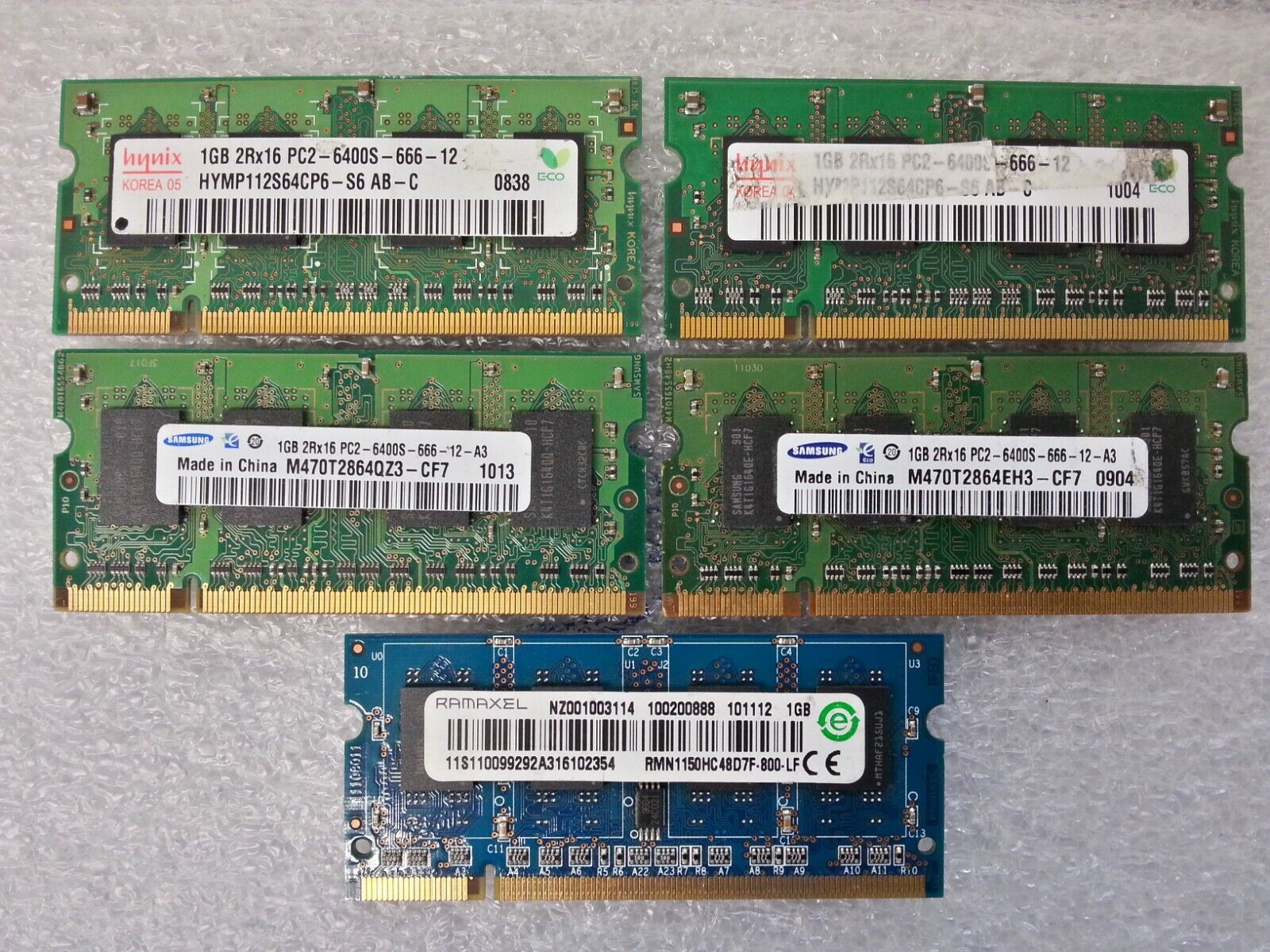 5GB 5x1GB Mixed PC2-6400 DDR2-800 200-Pin SO-DIMM Laptop Memory RAM