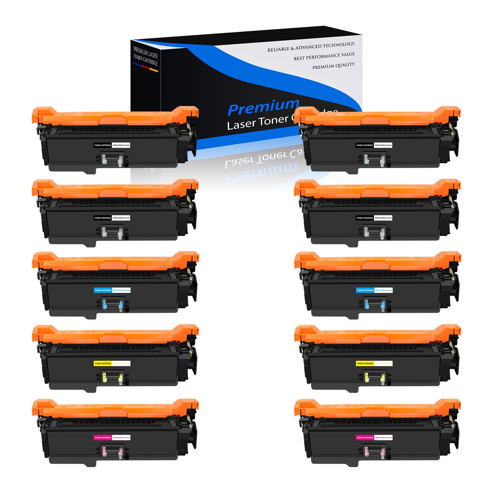 10PK CE250A 504A BK/C/Y/M Toner Set For HP CP3525 CP3525dn CP3525n Printer