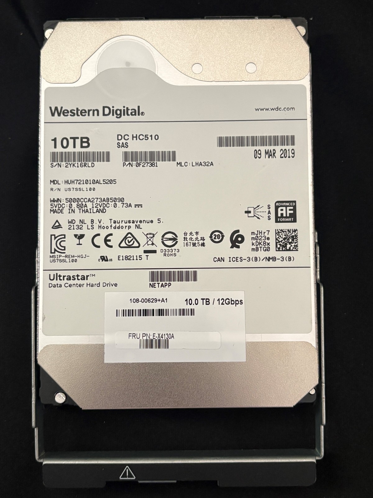 NetApp E-X4130 HUH721010AL5205  10TB SAS Disk Drive - 6Gbps - PI2/FIPS - 7200RPM