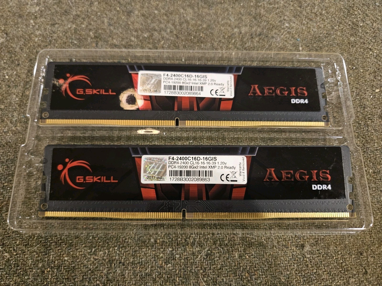 G.SKILL Aegis 16GB (2x8GB) DDR4 2400MHz RAM Kit F4-2400C16D-16GIS