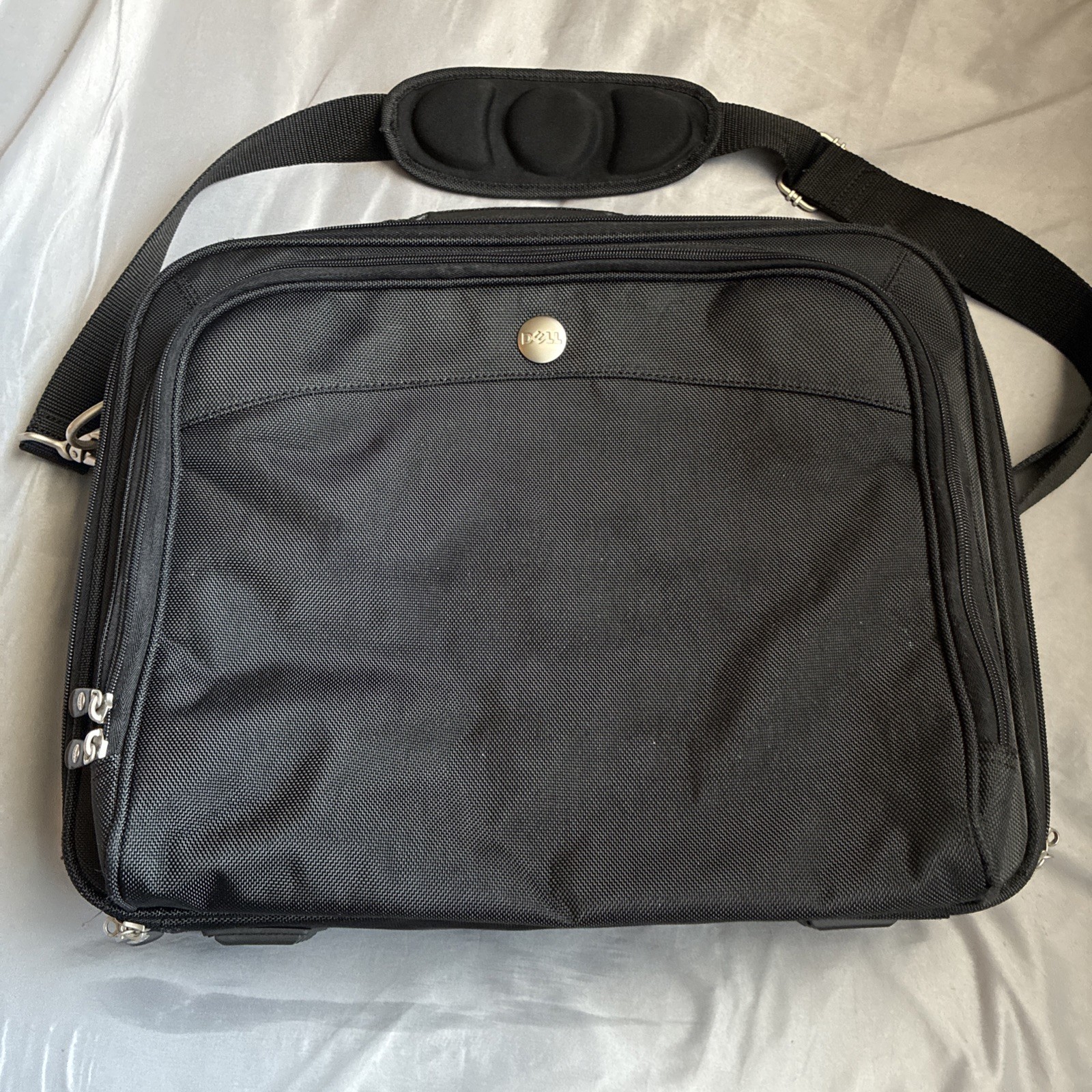Dell Black Laptop Messenger Bag Briefcase Shoulder Strap Padded Multi Pocket
