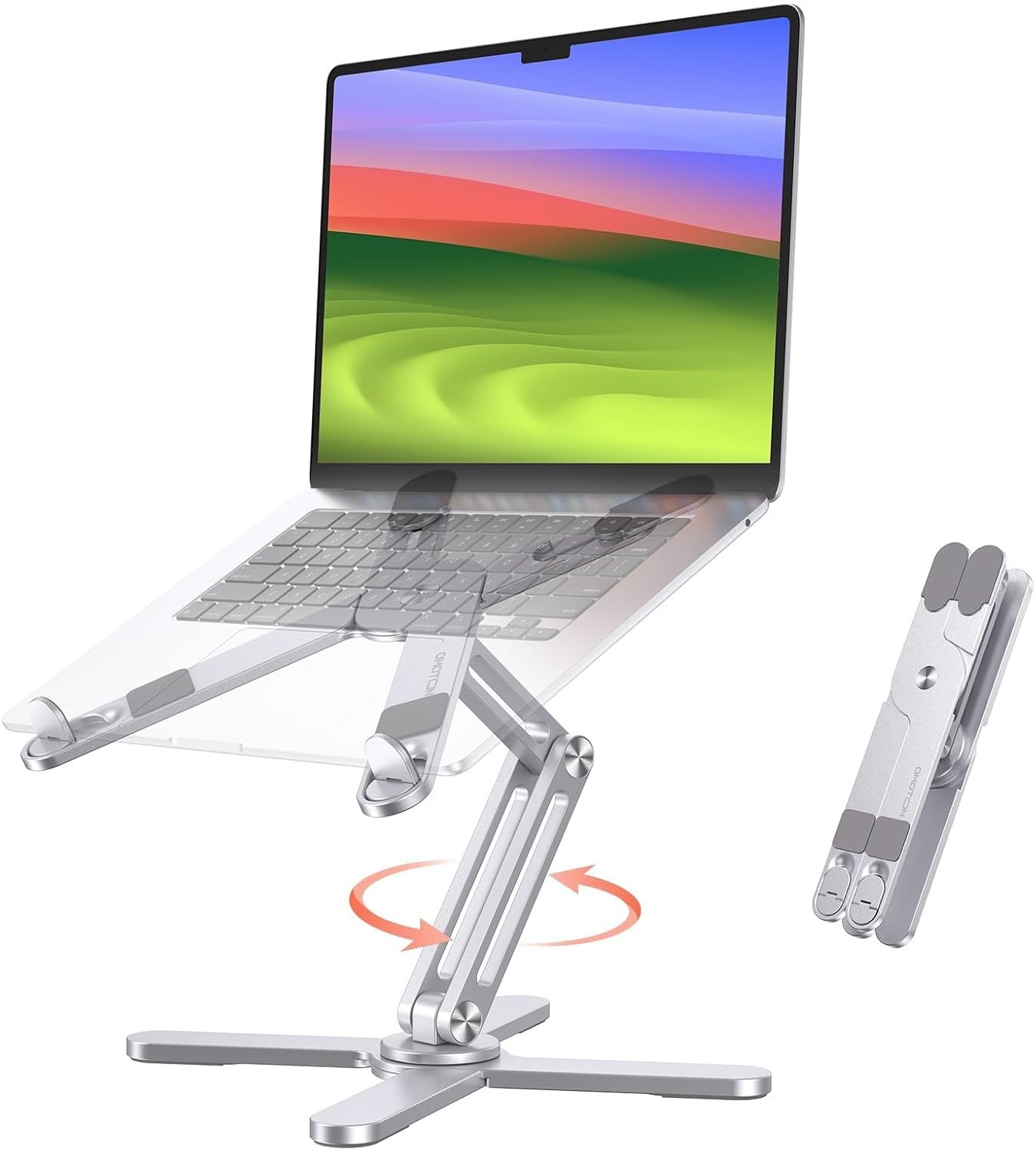 OMOTON LA10 Rotating Laptop Stand, Silver, 360°, Adjustable