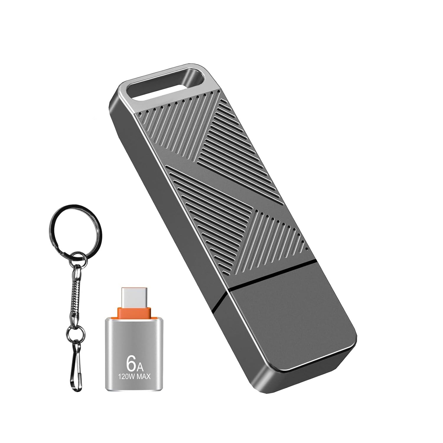 64GB exFAT32 USB 3.0 Flash Drive with Adapter Keychain USB3.0 C Grey