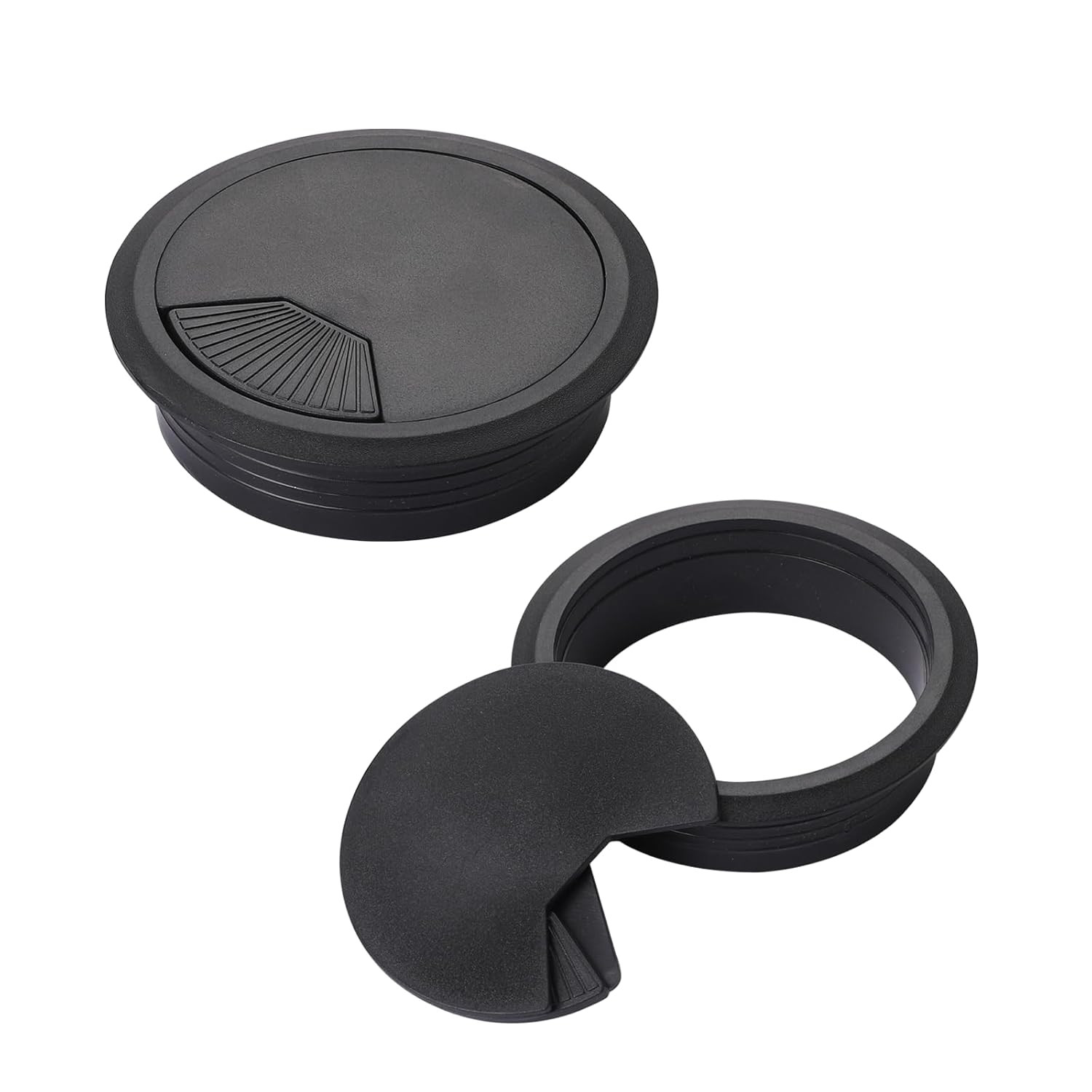 2PCS Black Cable Grommets Desk Hole Cover 60Mm 2-3/8 Inch Desk Hole Grommet Tabl