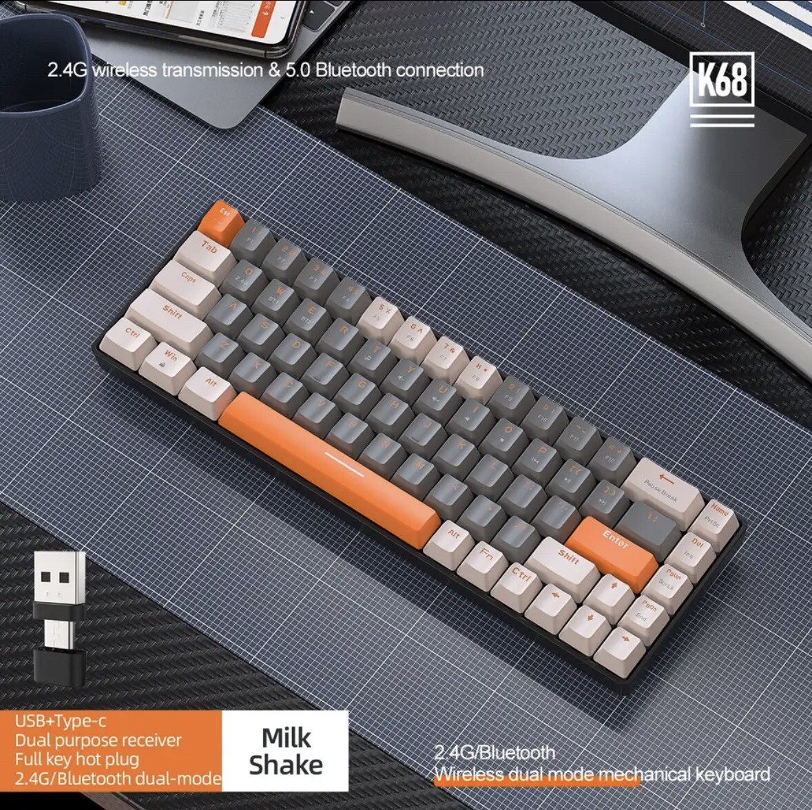 Gaming Wireless Keyboard￼ Compatible With Many Different Devices ￼60%