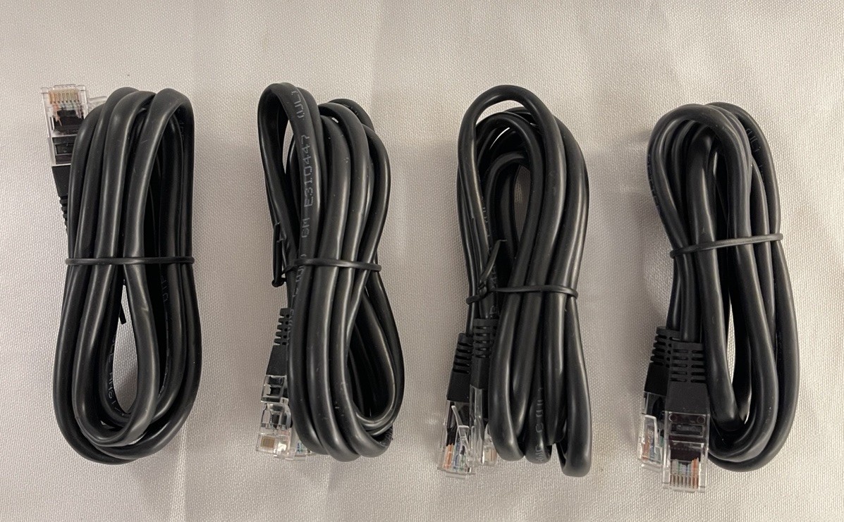 (Lot of 4) Cat5E RJ45 Ethernet Network Cable, Black 4feet 10inch Lenght