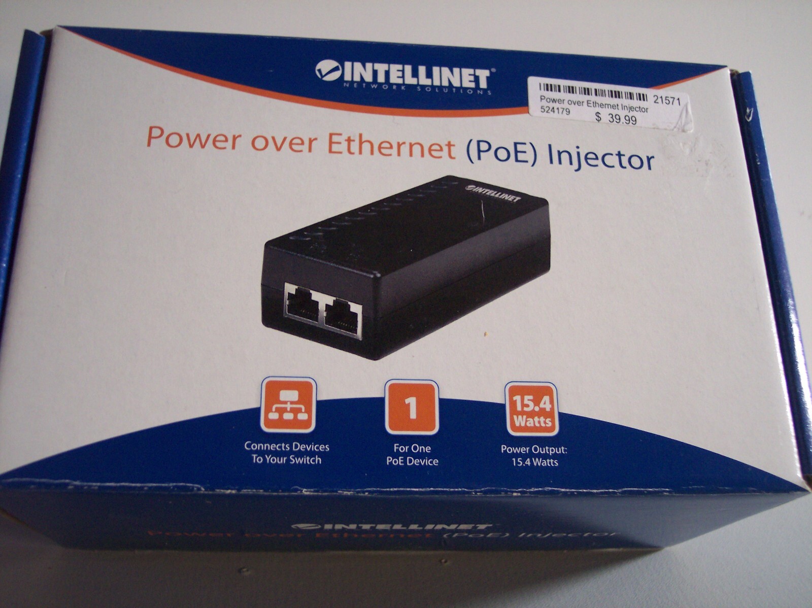 NEW Intellinet 524179 Power Over Ethernet (PoE) Injector 