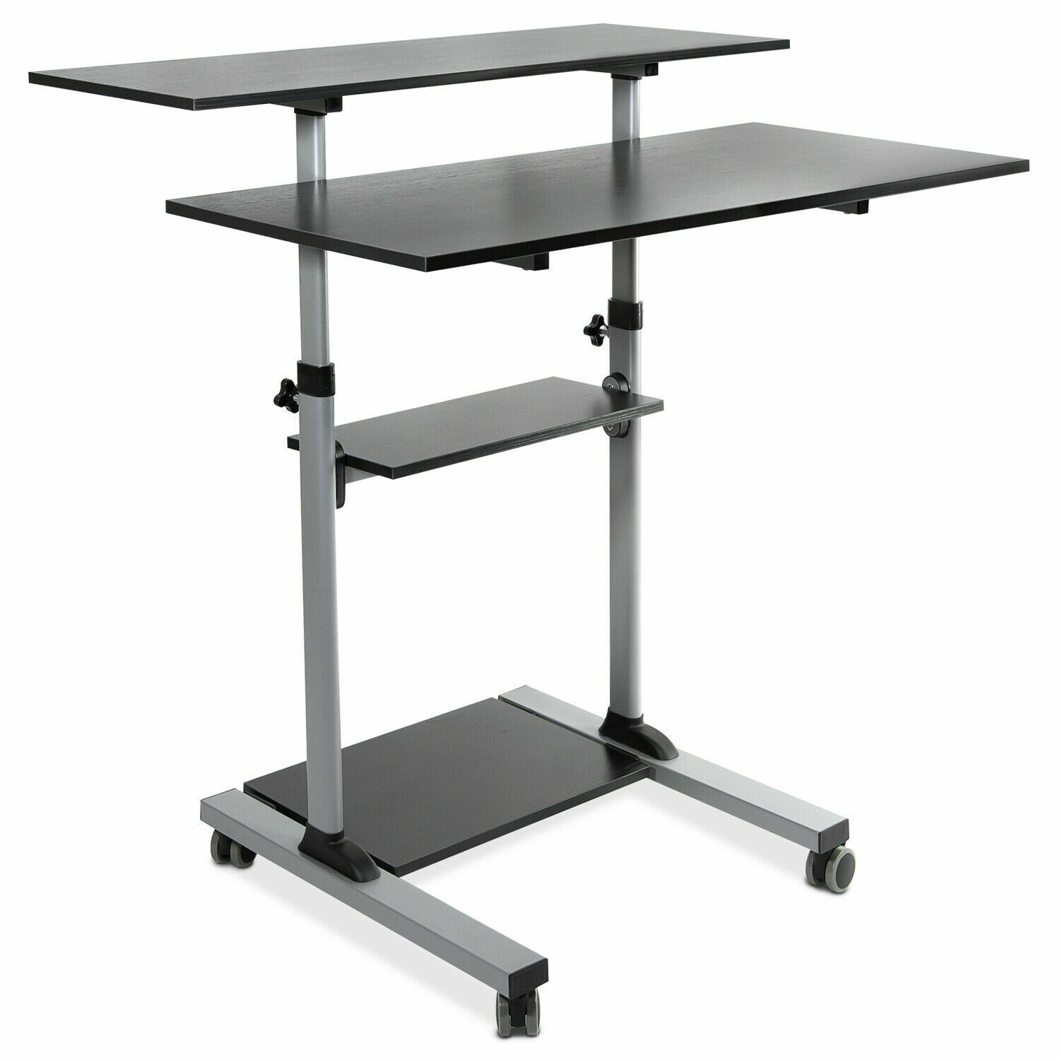 Mount-It Mobile Standing Desk | Rolling Desk | Silver