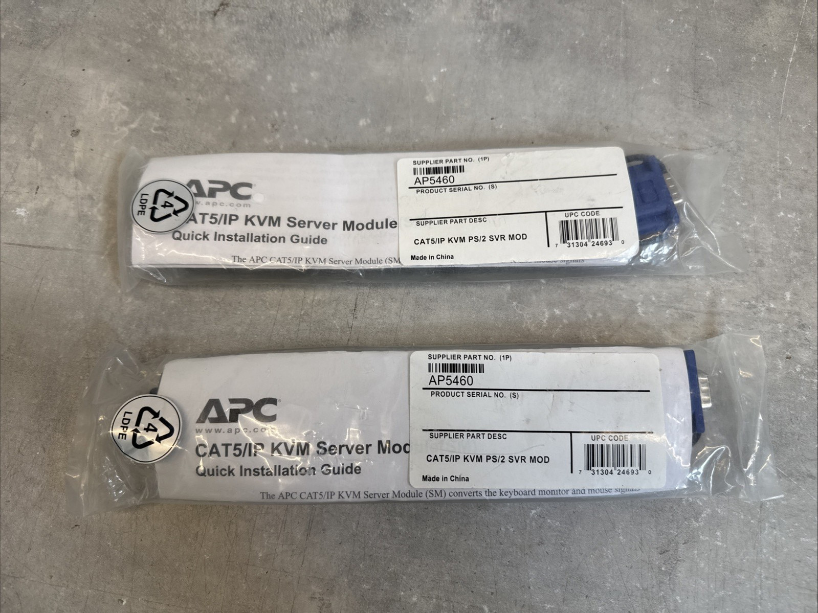 Lot of 2 - New Sealed - APC AP5460 | CAT5/IP KVM PS/2 SVR MOD Cable