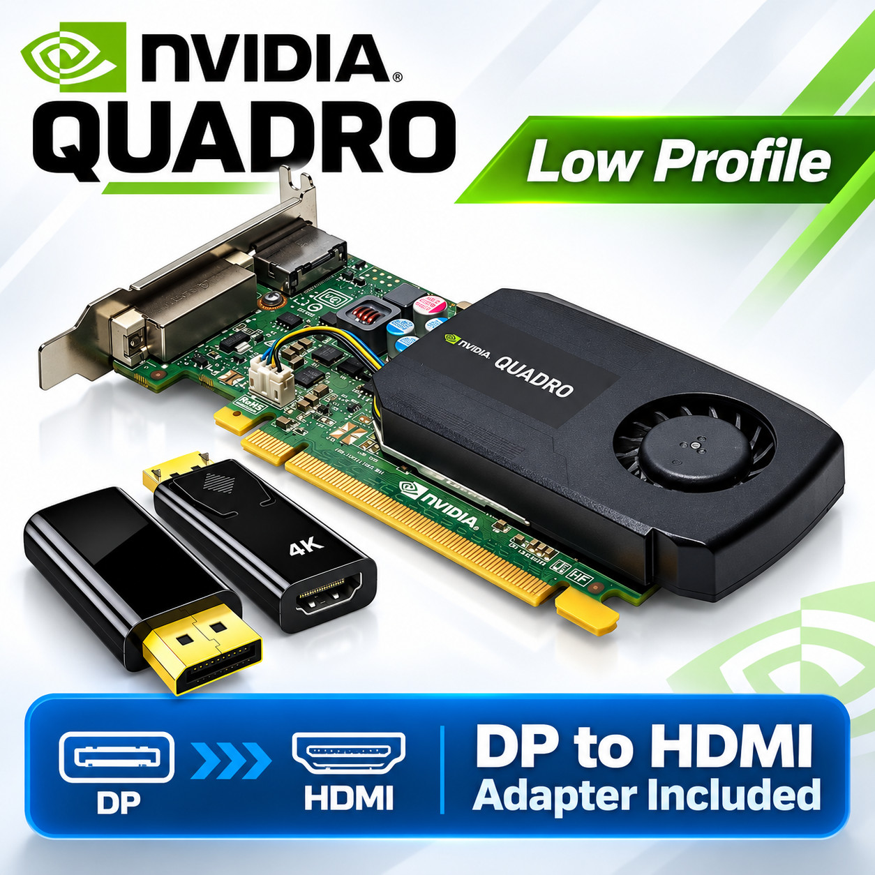 NVIDIA Quadro K420 2GB GDDR3 Low Profile PCIe DP DVI Video Card + HDMI Adapter