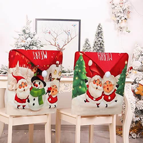 Christmas Chair Covers Set of 4 Merry Christmas Dining Room Chair Back Red