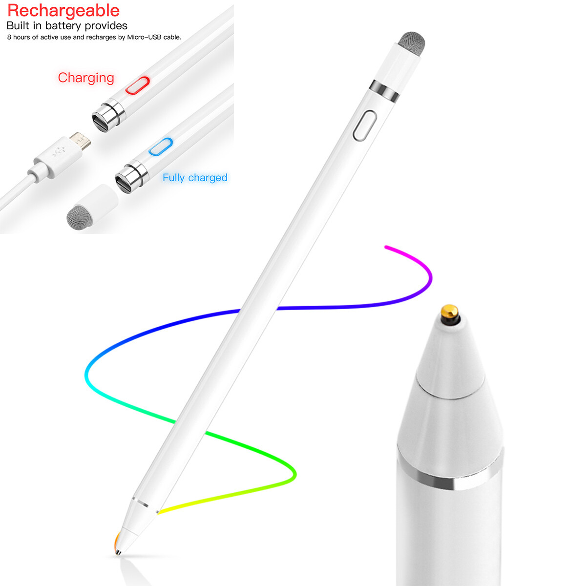 Rechargeable Sensitive Touch Screen Pen Pencil Stylus For iPhone iPad Samsung PC