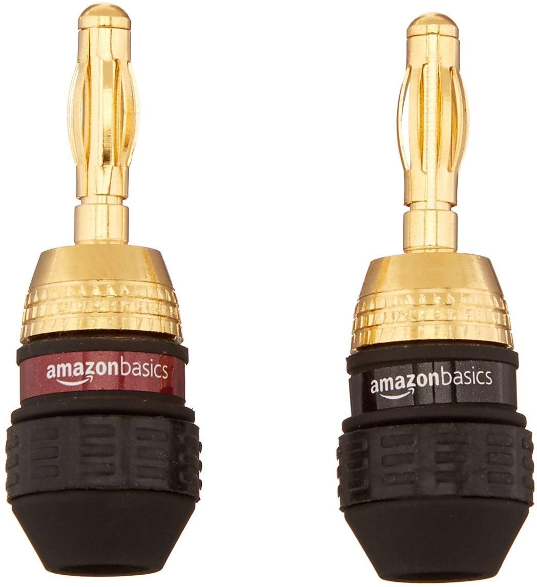Amazon Basics Gold-Plated Banana Plug Speaker Wire Connectors 6 Pairs 12 Count