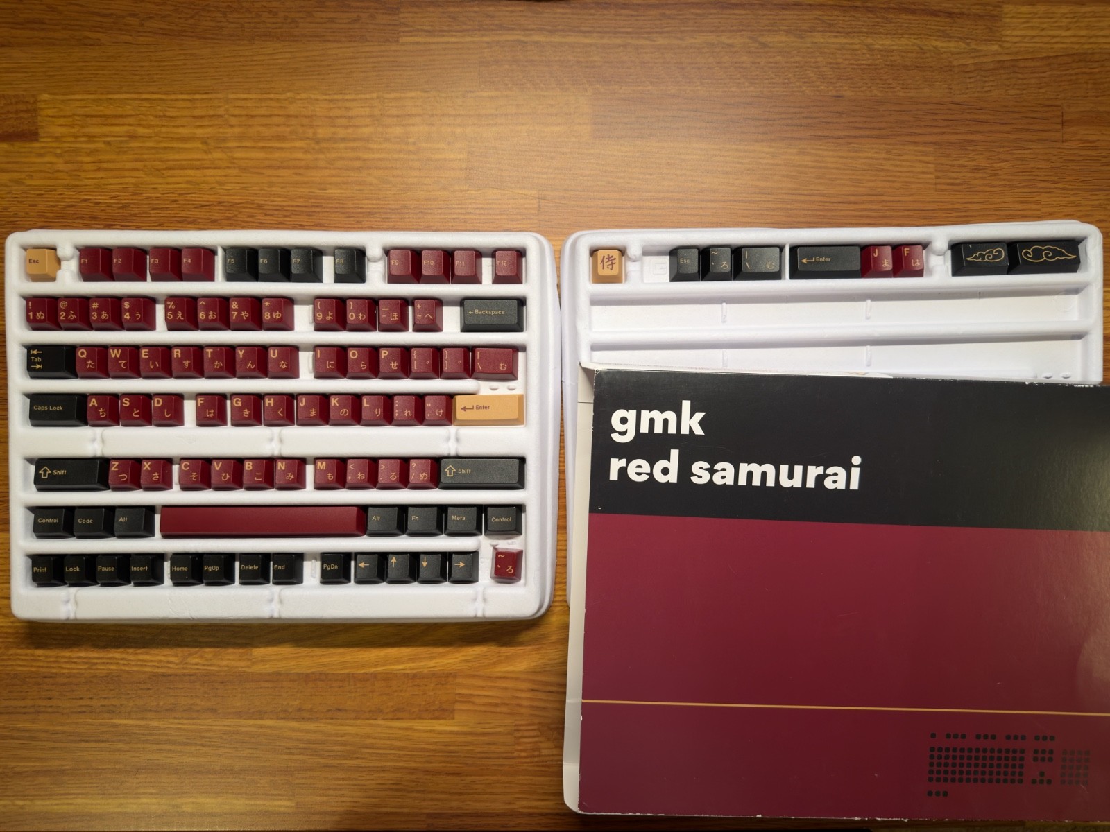 GMK Red Samurai TKL Keycap Set - Barely Used, Original Trays