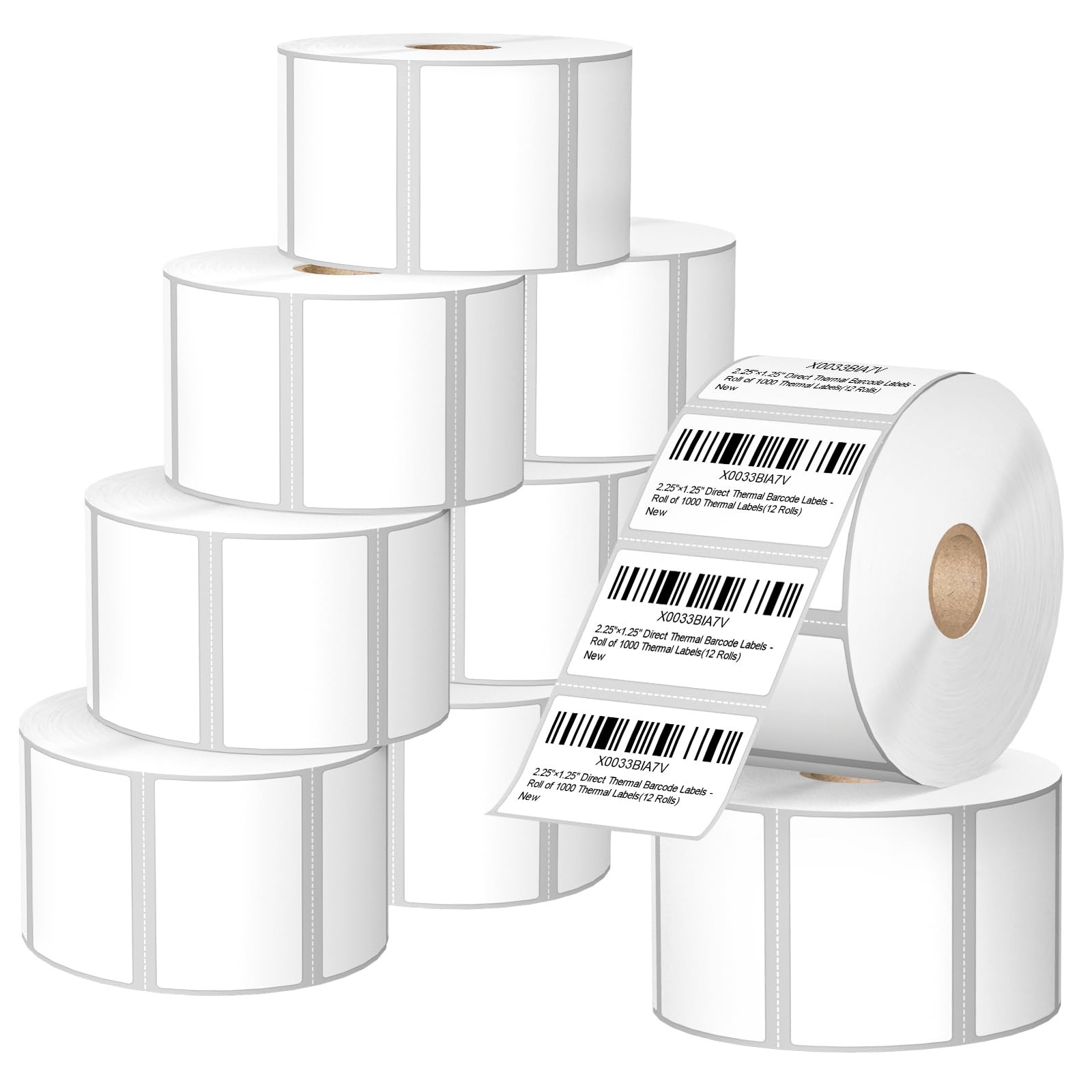 12 Rolls 2.25" x 1.25" Direct Thermal Labels, 1000/Roll for Shipping