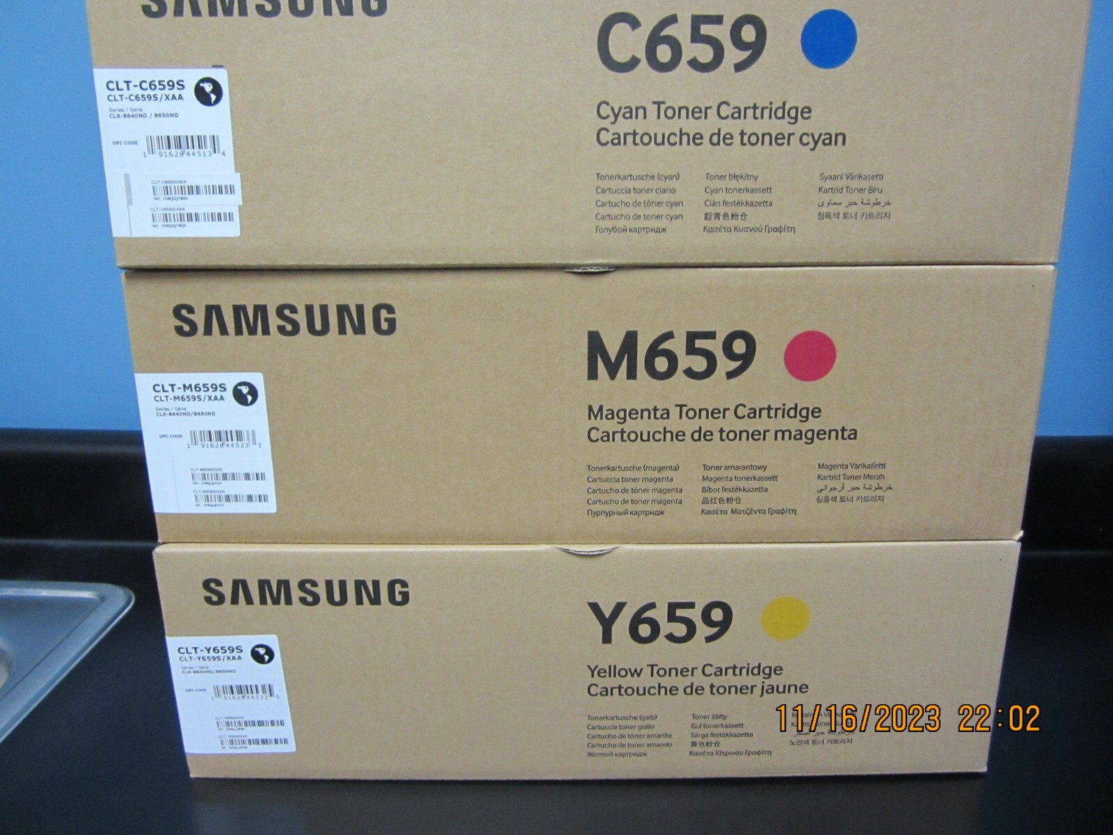 Lot of 3  GENUINE SAMSUNG CLT-659S 1-CYAN-1 MAGENTA 1-Yellow SEALED BOXES