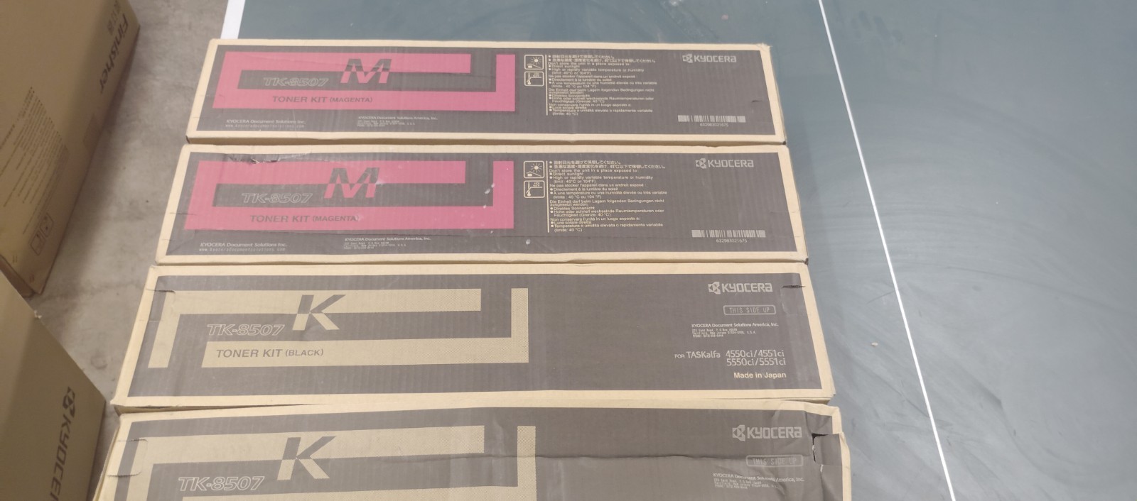 Kyocera TK-8507 Toner Lot (4) OEM NEW Sealed TK-8507K TK-8507M 4550ci
