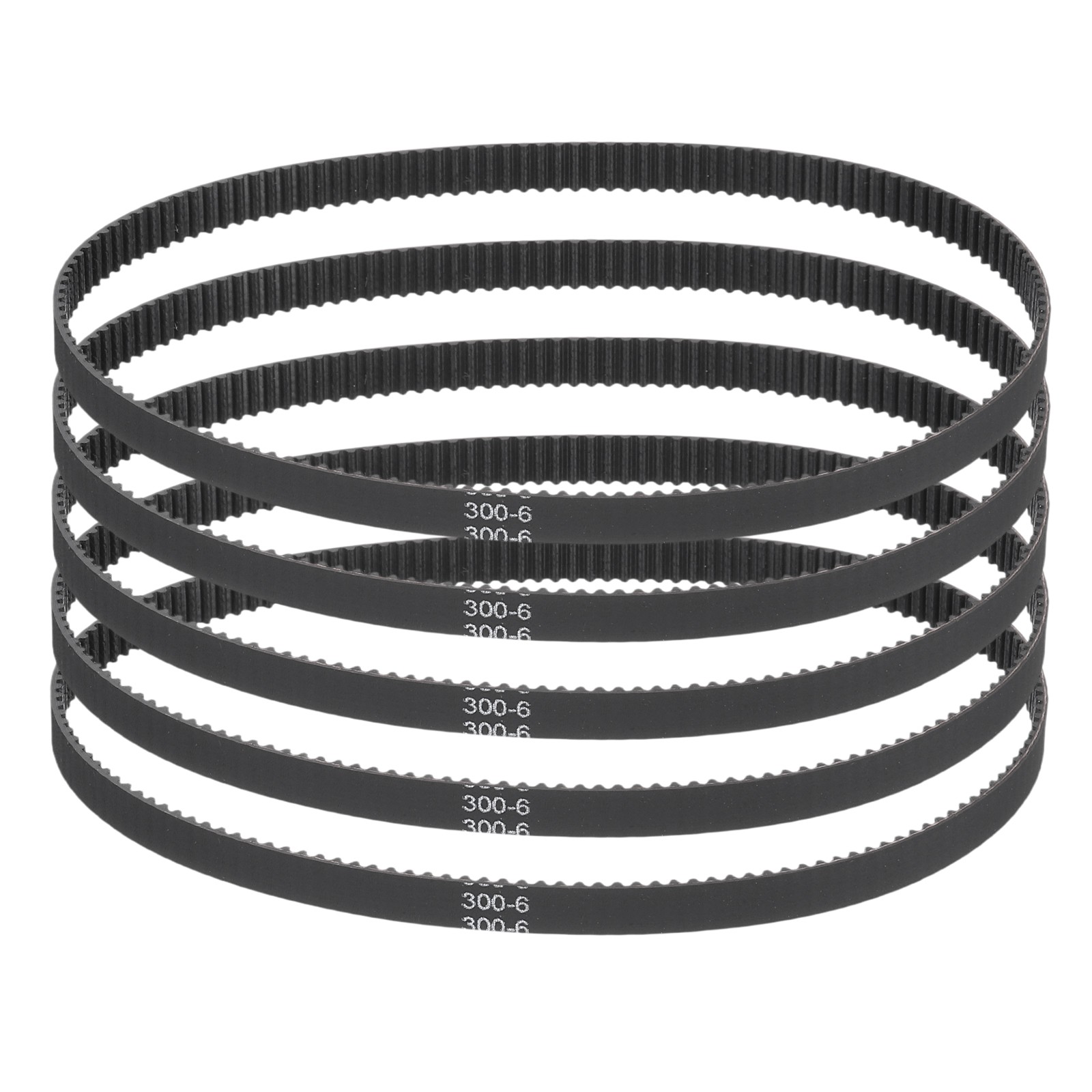 300mm GT-2 Timing Belt, 5pcs 6mm Width 2mm Pitch 3D Printing Closed Loop, Black