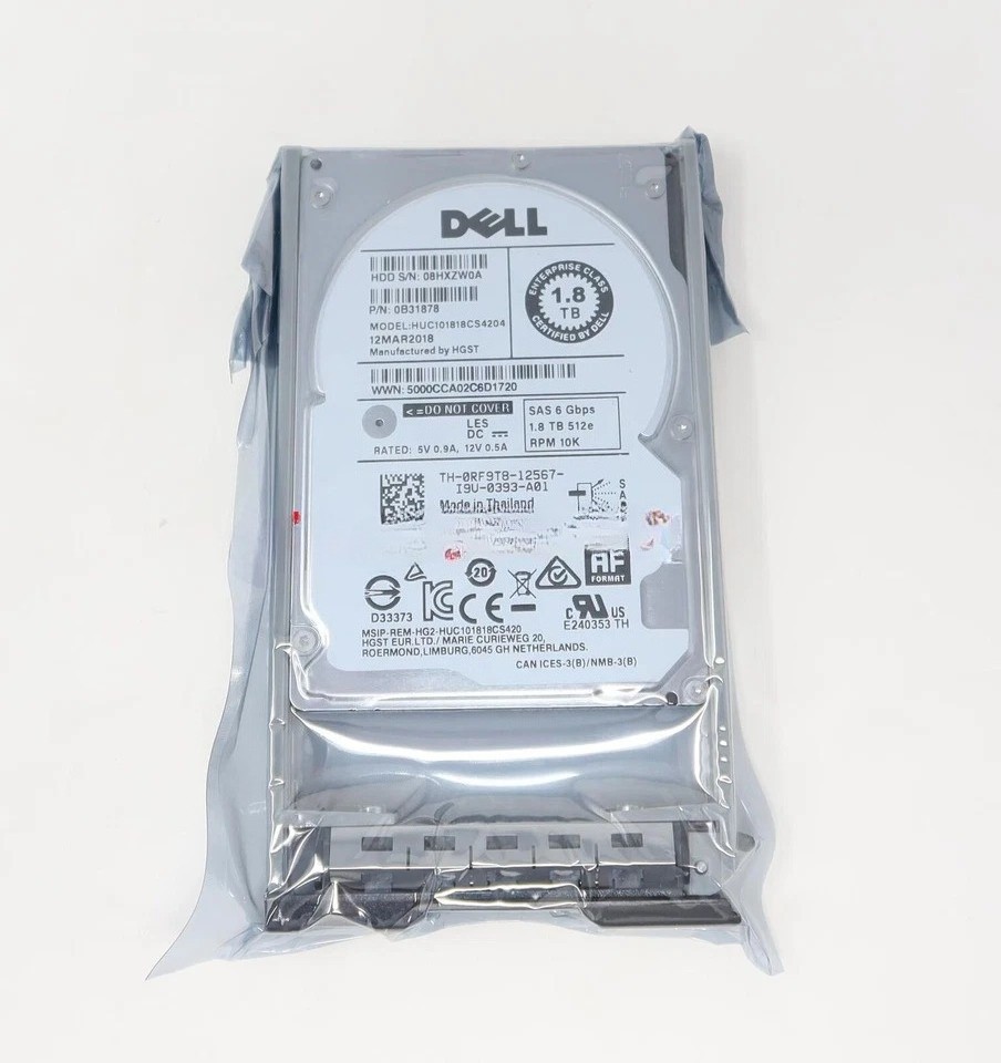 RF9T8 HUC101818CS4204 Dell 1.8TB 10KRPM 6Gbps 2.5"SAS HDD M710hd M905 R420 T710