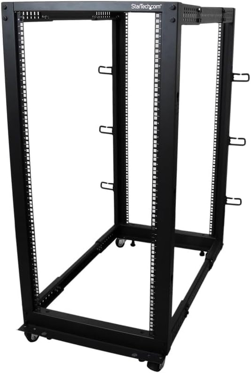 Startech 25U 4-Post Open Frame Server Rack, 19In, 1200Lb/544Kg, Mobile