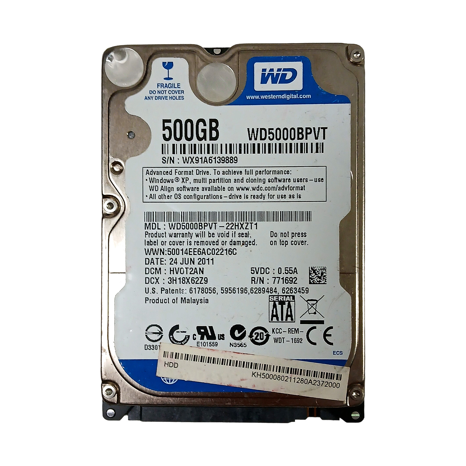 WD 500GB HDD WD5000BPVT-22HXZT1 Donor | PCB 2060-771692-005 | DCM HVOT2AN Repair