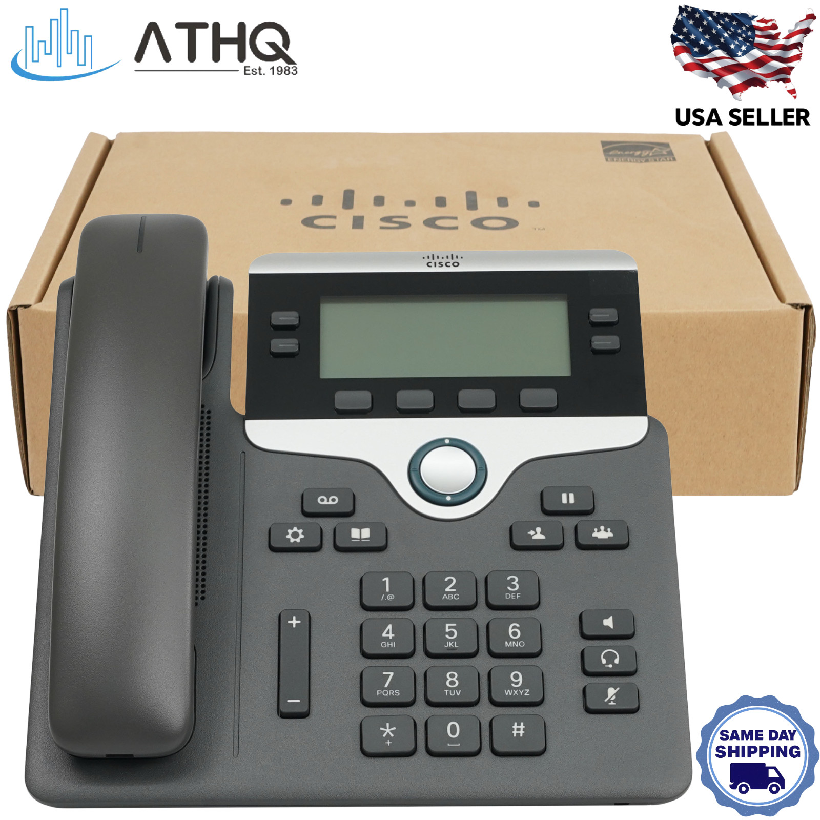 Cisco CP-7841-K9  4-Line Gigabit VoIP IP Phone PoE Office Desk 3.5" Display NEW
