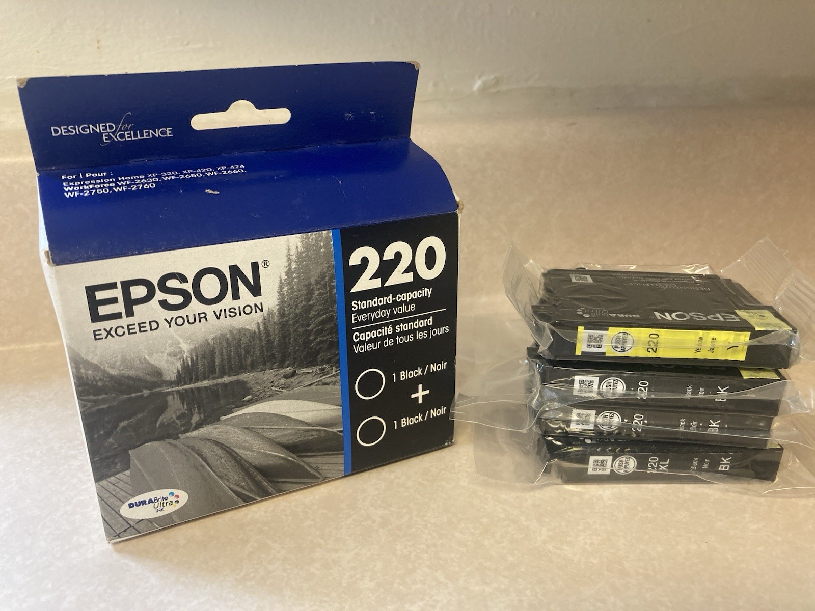 Lot of 6 Epson 220XL Black & 220 Yellow Ink Cartridges
