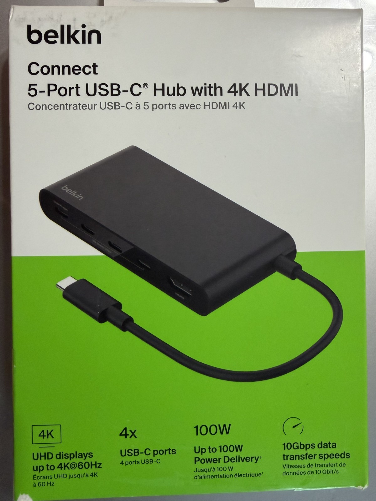 Belkin - 5-Port Hub w/ 4K HDMI, 7.8 inch tethered USB-C cable