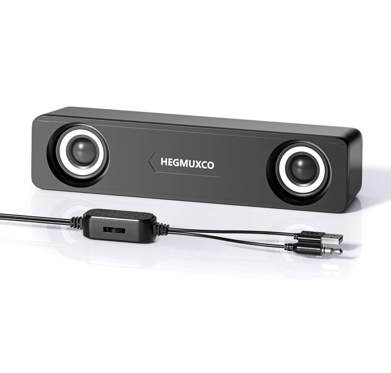 PC Speakers 10W USB Powered Stereo Soundbar 3.5mm Volume Control Desktop