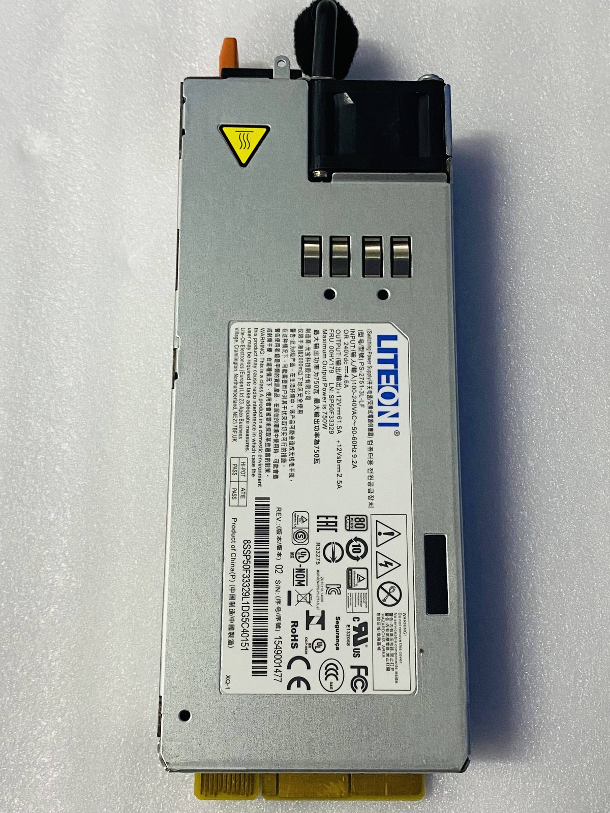Lenovo 750W Server Power Supply Lite-On PS-2751-3L-LF 1549001477