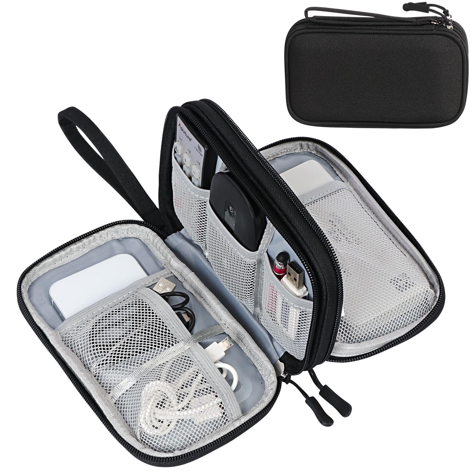 FYY Electronic Organizer, Travel Tech Pouch Bag, 8.3 x 5 x 2.6 inches, Black