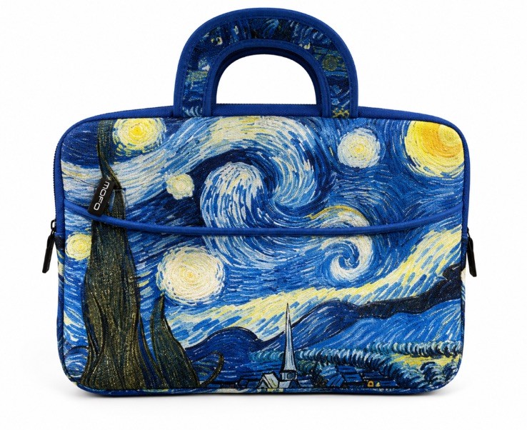MOFO Starry Night Laptop Sleeve Carry Case 12x8 Zip Padded Handle Blue Van Gogh