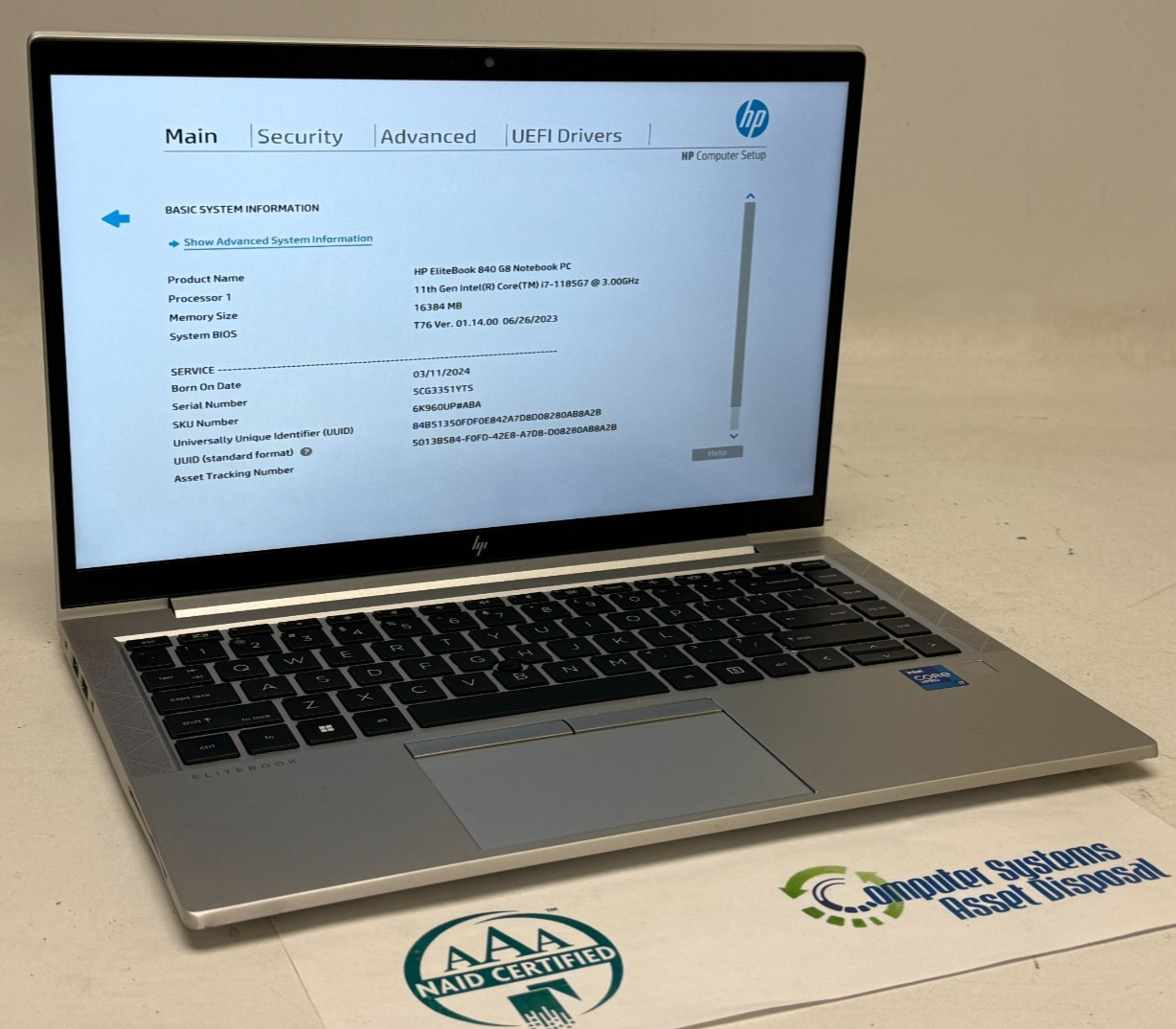 HP EliteBook 840 G8 14" (i7-1185G7 3.0GHz - 16GB RAM - 256GB SSD - Win11Home)*