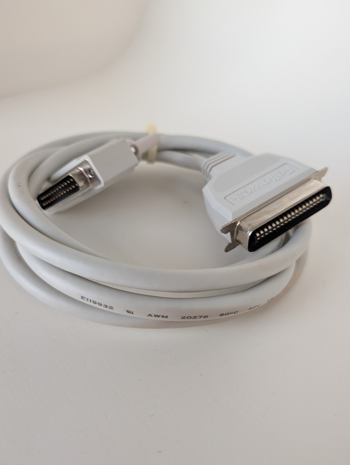 IEEE 1284 Parallel Printer Cable DB25 to Centronics 36 Pin 6ft Gray White