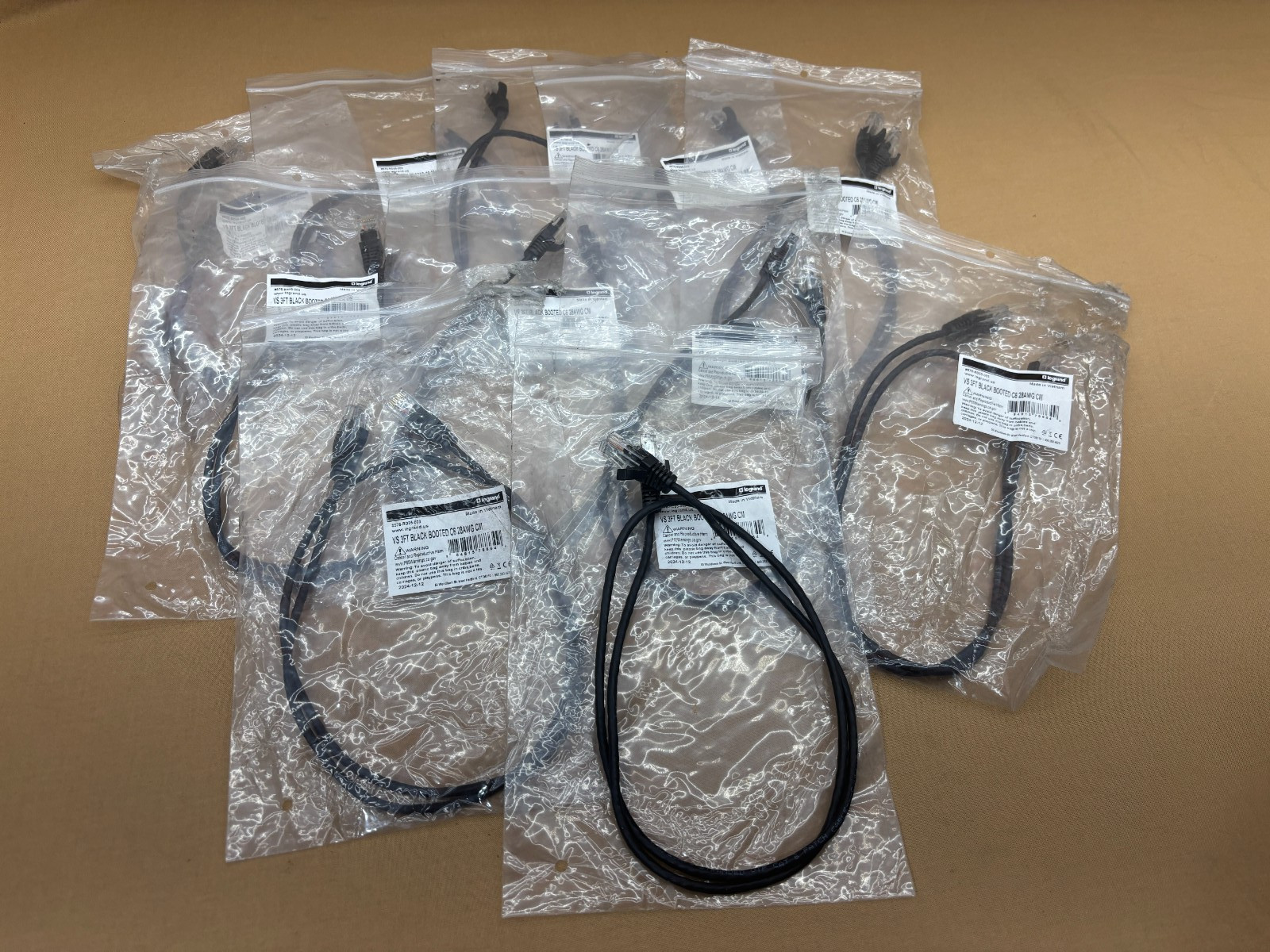Lot of 11x Legrand 576-RD35-003 Copper Patch Cable 3 ft Black C6 Network Part