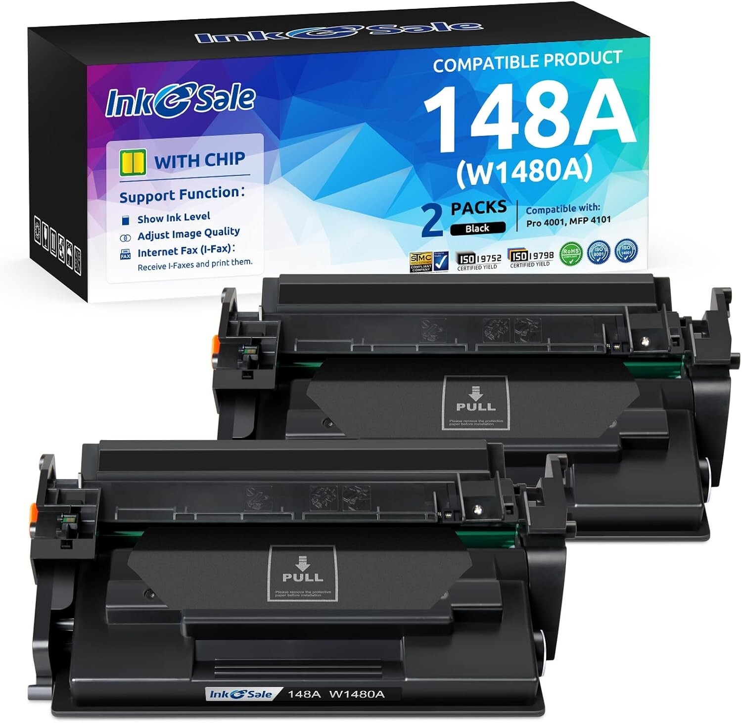 148A 148X Toner Cartridges w/ Chip Compatible for for HP 148A W1480A 2pk