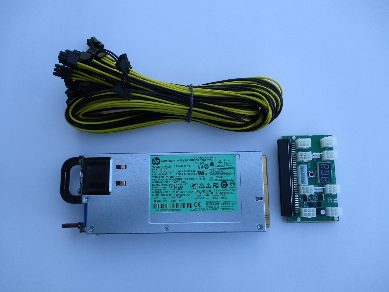 1200 Watt 94% Platinum 110-240V GPU Mining Rig Power Supply Kit X6B