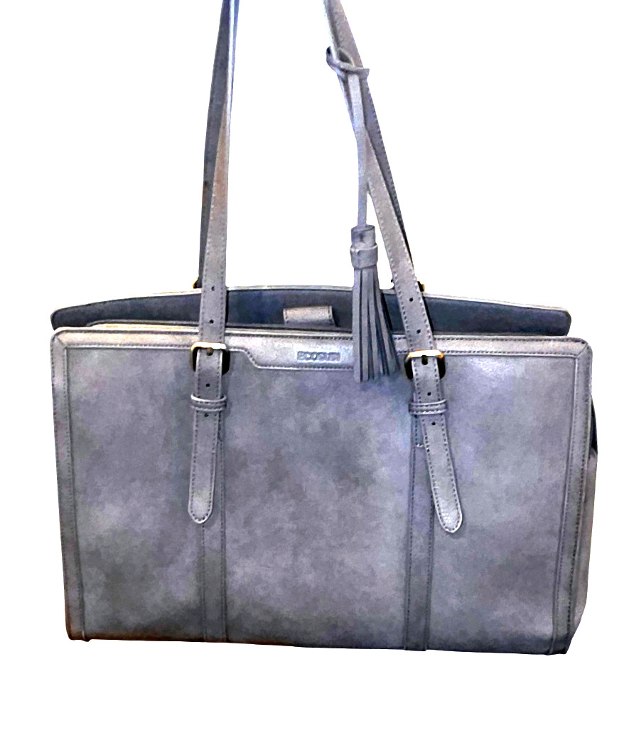 ECOSUSI Gray Tote Laptop Bag 15.6" Faux Leather Work Office Shoulder Handbag