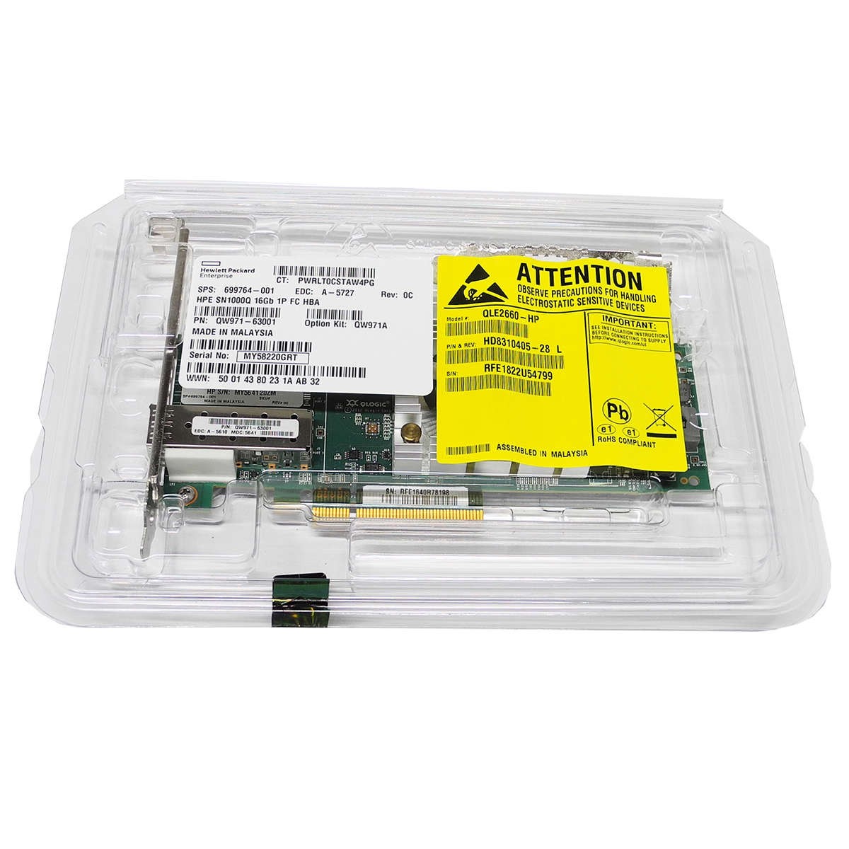 HP Qlogic QLE2660 Single Port FC 16Gb PCIe x8 Network Adapter 699764-001