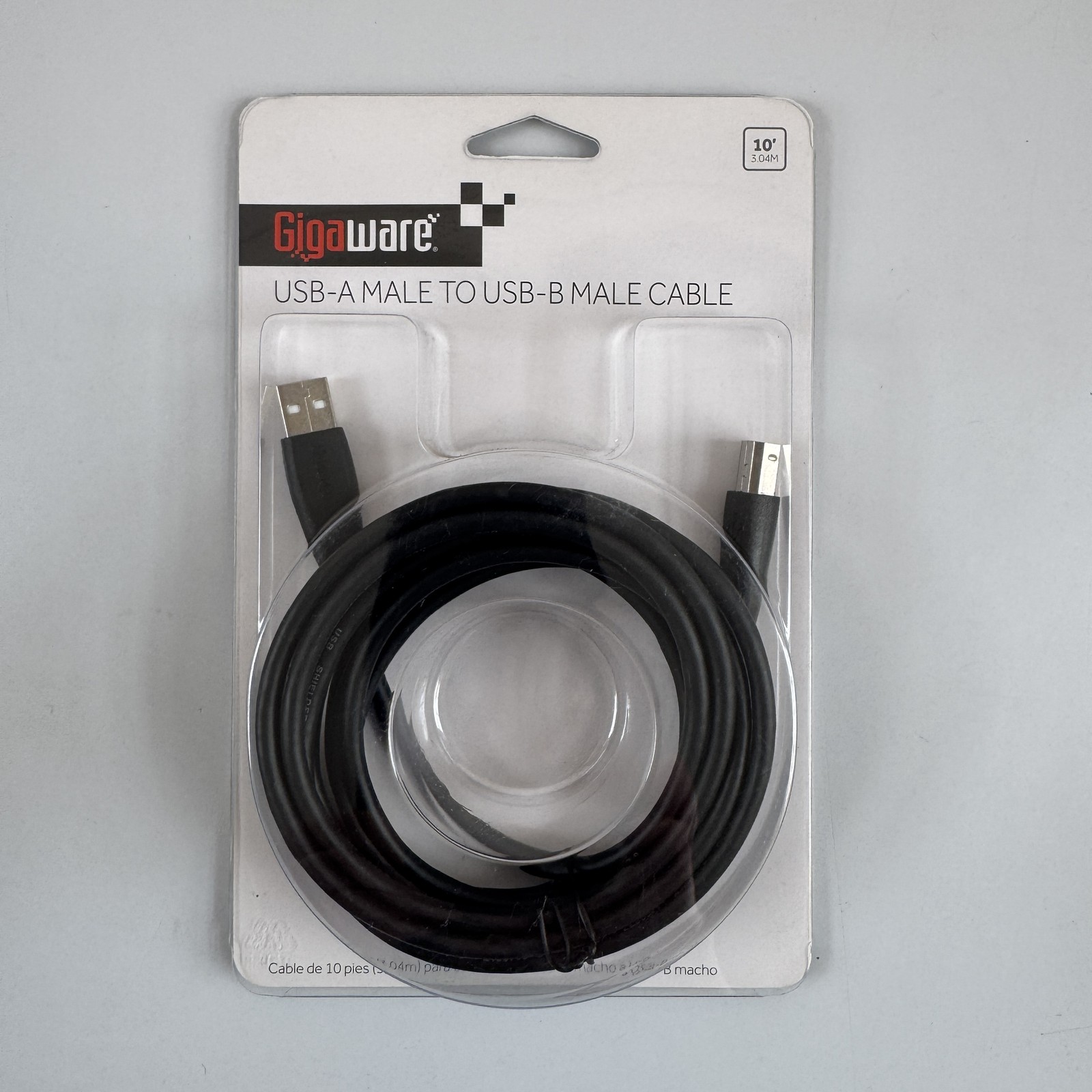 GigaWare 10ft USB-A Male to USB-B Male Cable - USB 2.0 High-Speed Sync & Charge