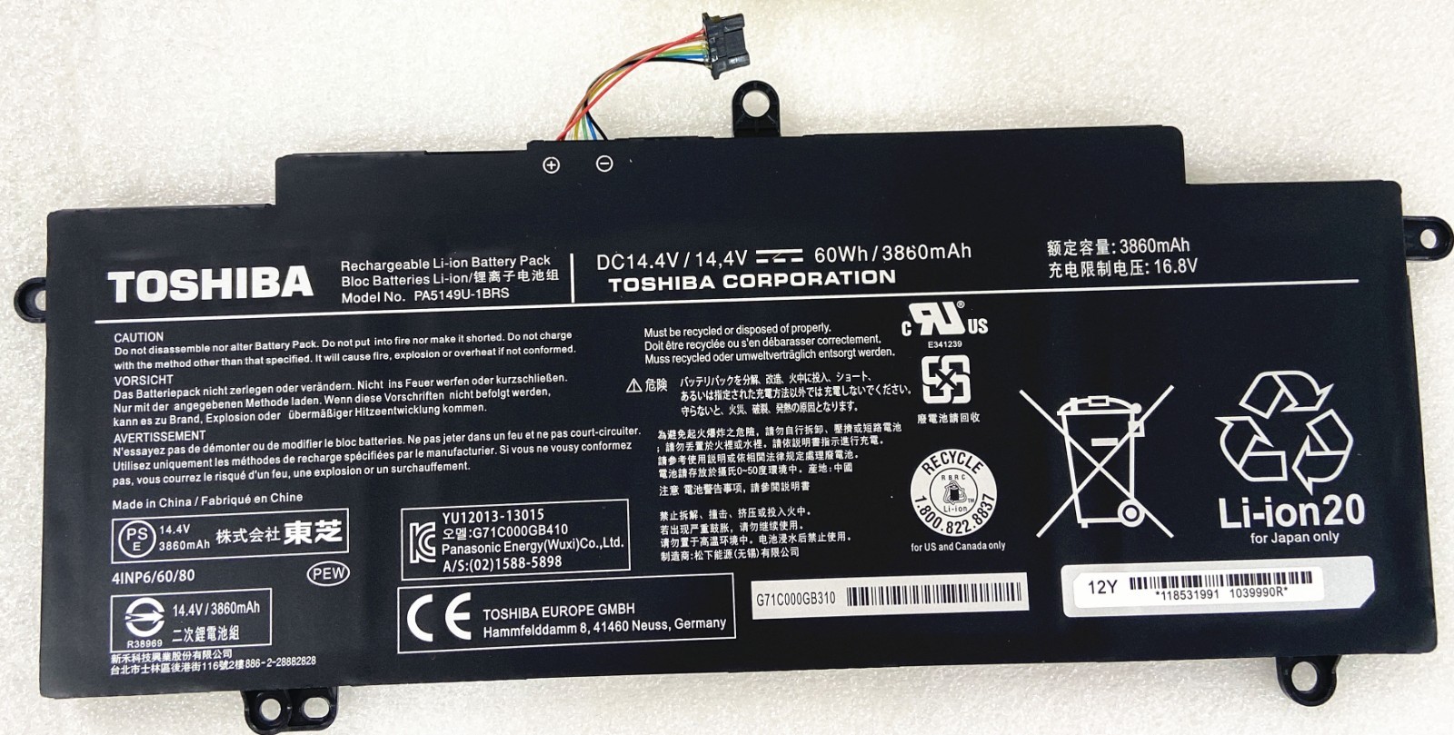 Genuine PA5149U-1BRS Battery Toshiba Tecra Z40 Z40-A Z40-A-110 Z40-B Z40-C US