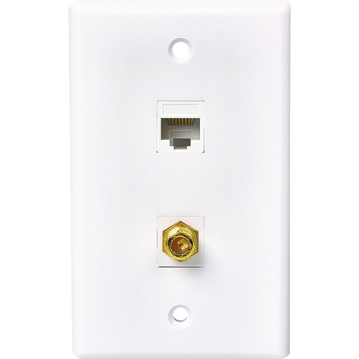 RCA White Flush Mount Plastic CAT 5E/6 Data & Coax Wall Jack TPH567R RCA TPH567R