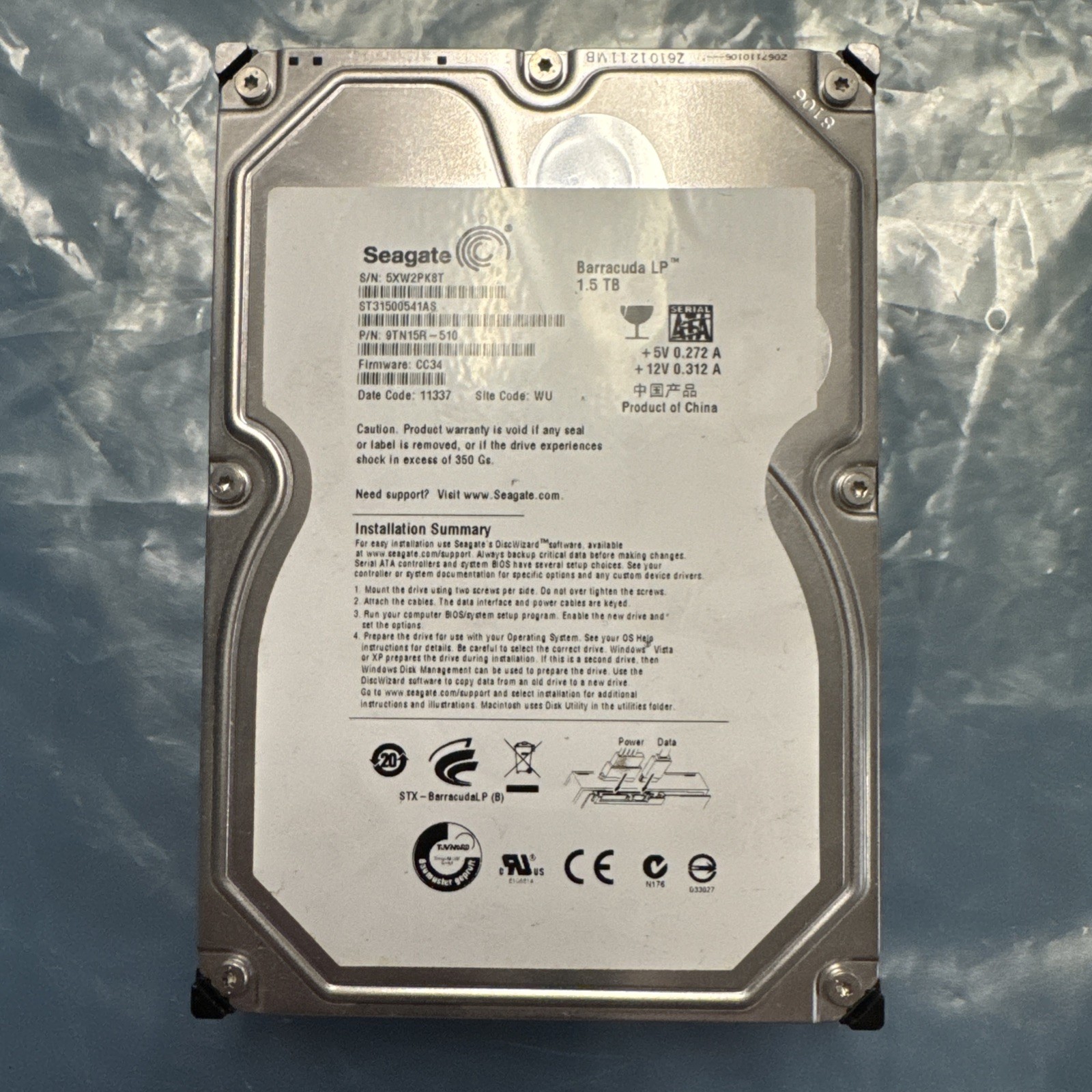 Seagate 1.5TB Hard Disk SATA 3.5" ST31500541AS 1500GB Internal Desktop Computer