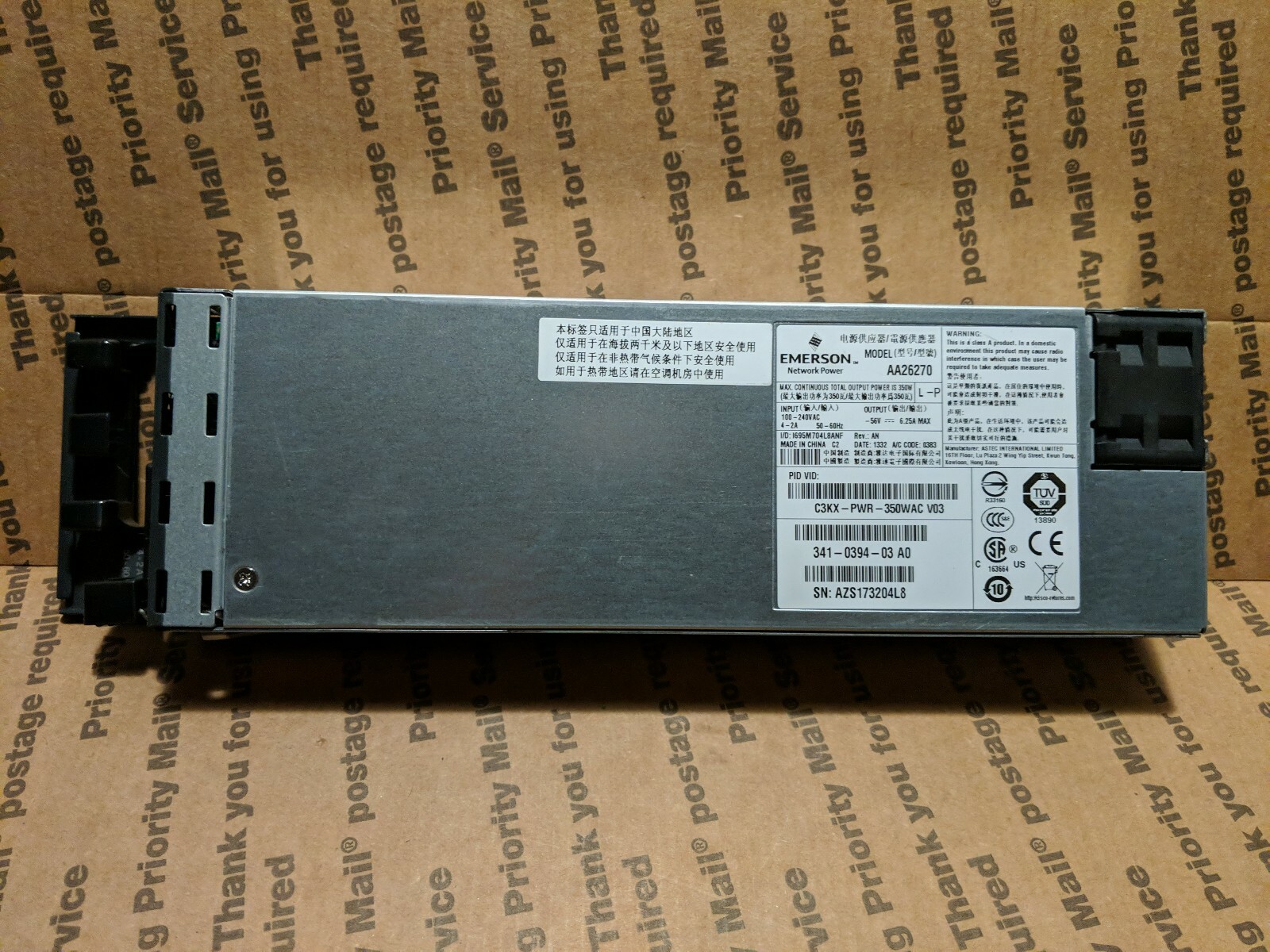 Emerson AA26270 Power Supply 350w  C3KX-PWR-350WAC  V03