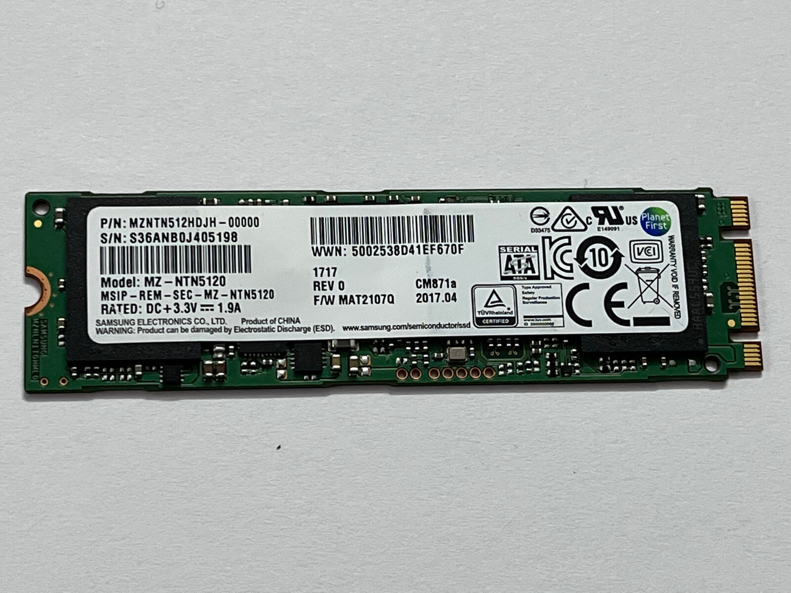 SAMSUNG PM871a MZ-NLN512HMJP--000L7 SSD 512GB M.2 2280  SATA NGFF 6Gb/s  SSD